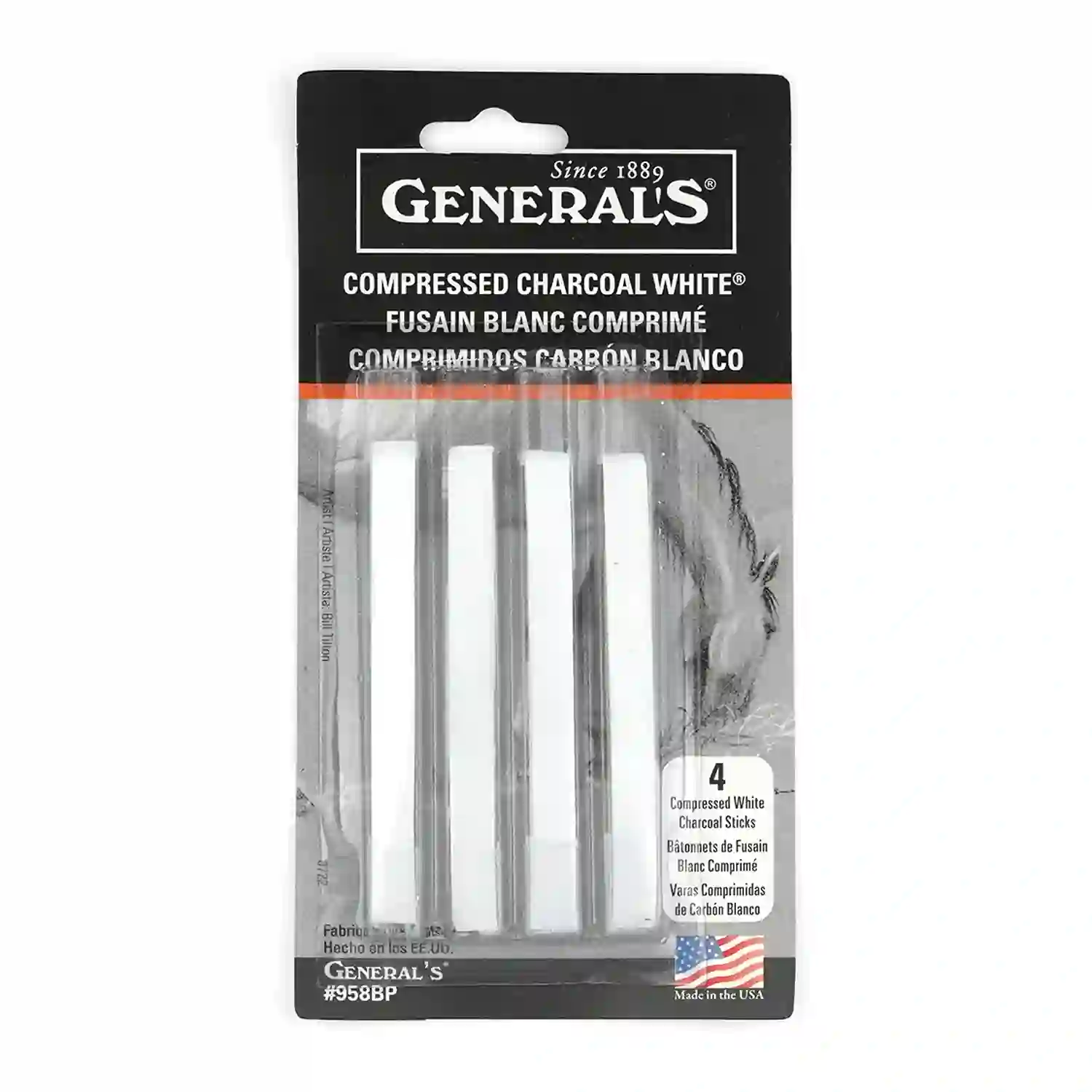 General's Compressed Charcoal White for Drawing and Sketching