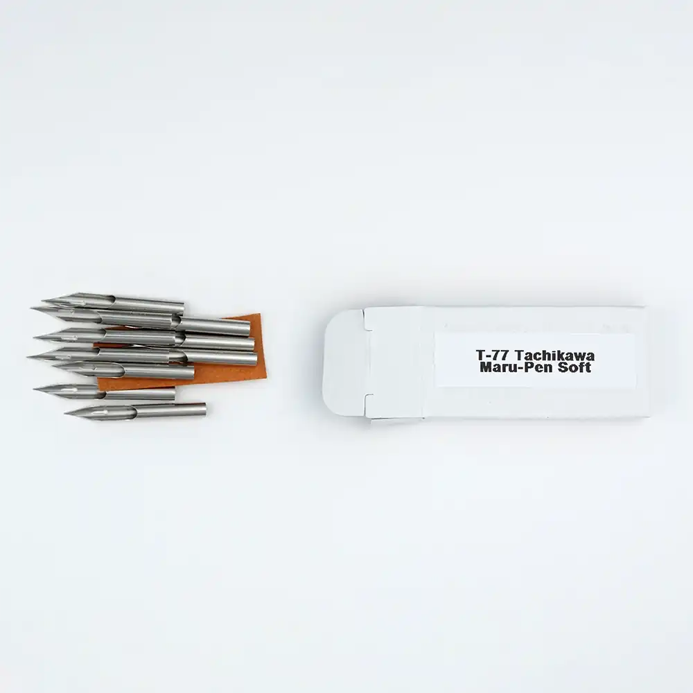 Tachikawa Maru-Pen Soft Zeichenfeder Verpackung mit Inhalt